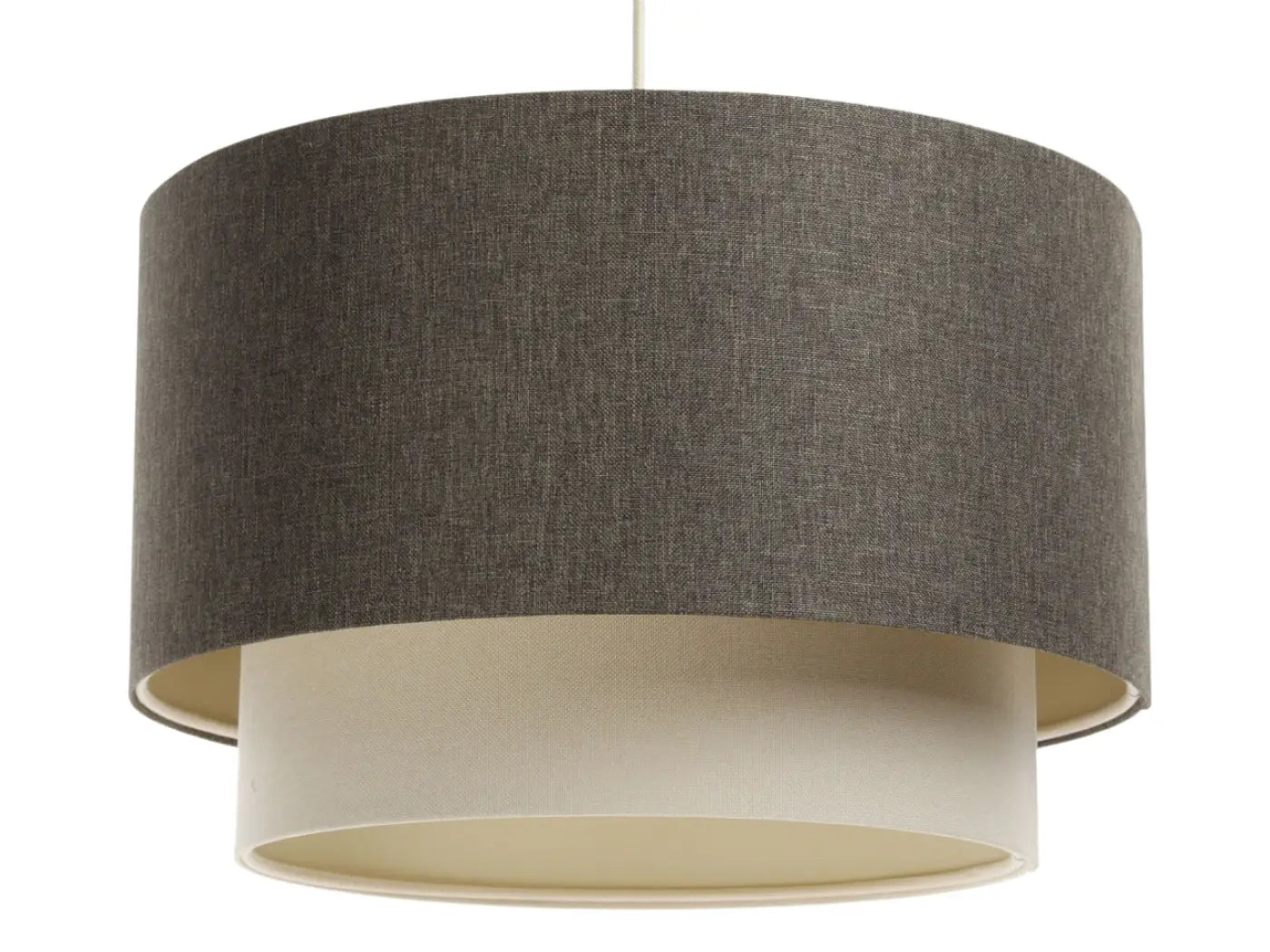 Suspension Luminaire Chic en Tissu - Duo Boho Elegant (Graphite/Crème/Ecru)