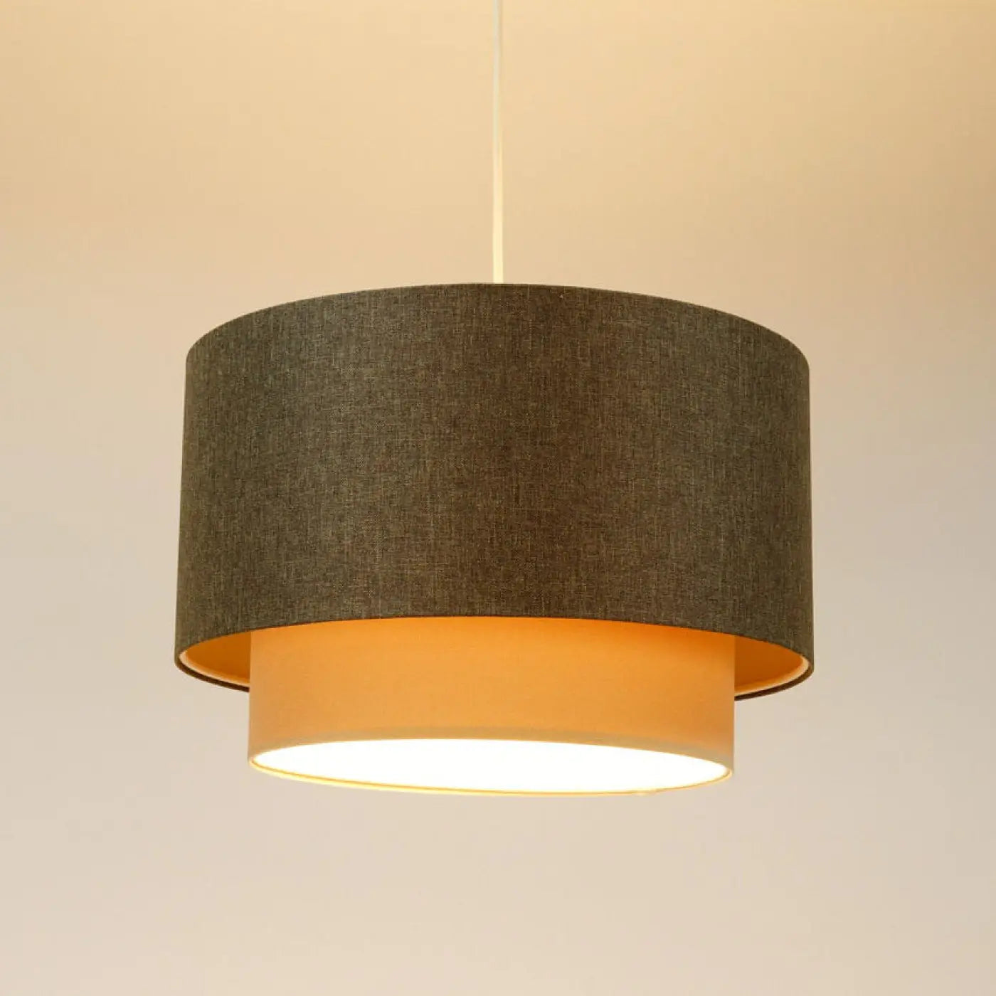 Suspension Luminaire Chic en Tissu - Duo Boho Elegant (Graphite/Crème/Ecru)
