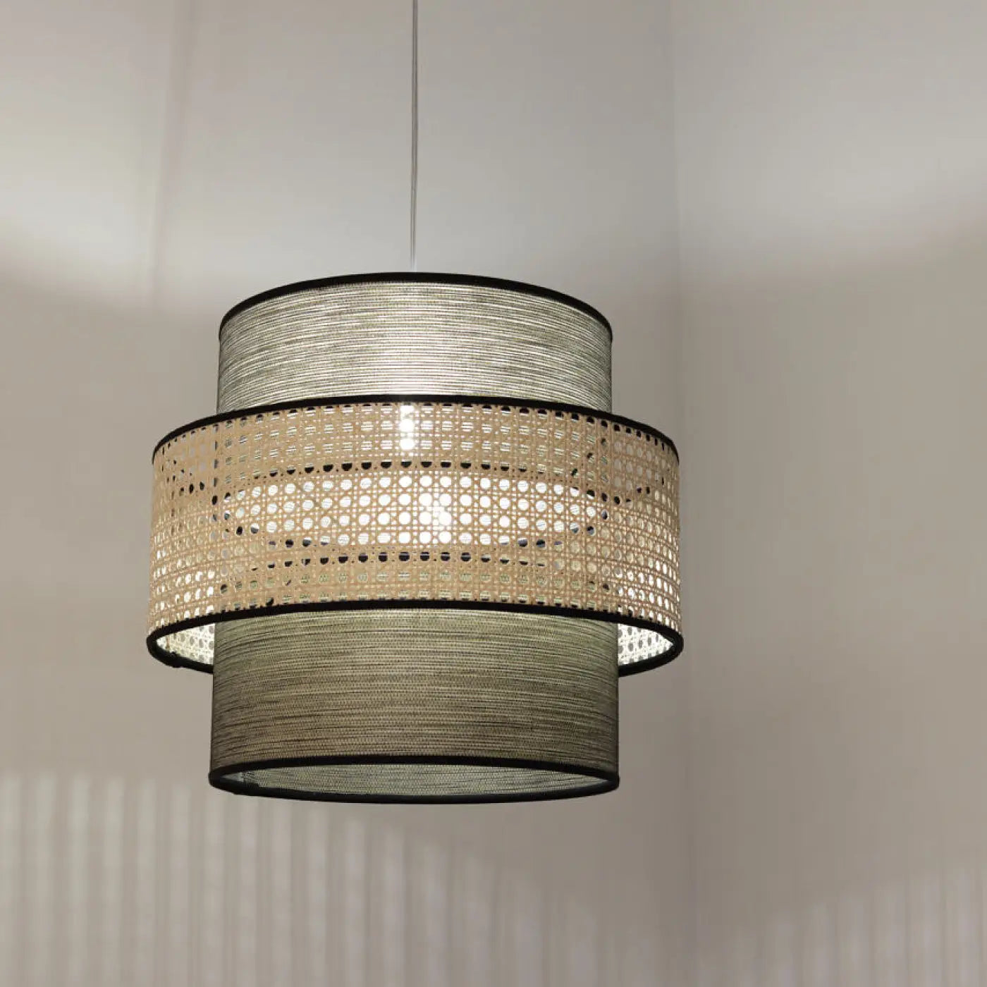 Suspension Luminaire en Rotin - Doblo Rotin (Beige/ Gris)