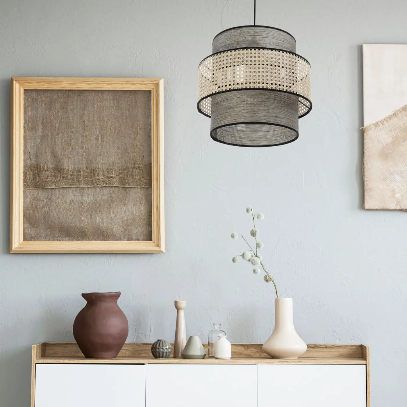 Suspension Luminaire en Rotin - Doblo Rotin (Beige/ Gris)