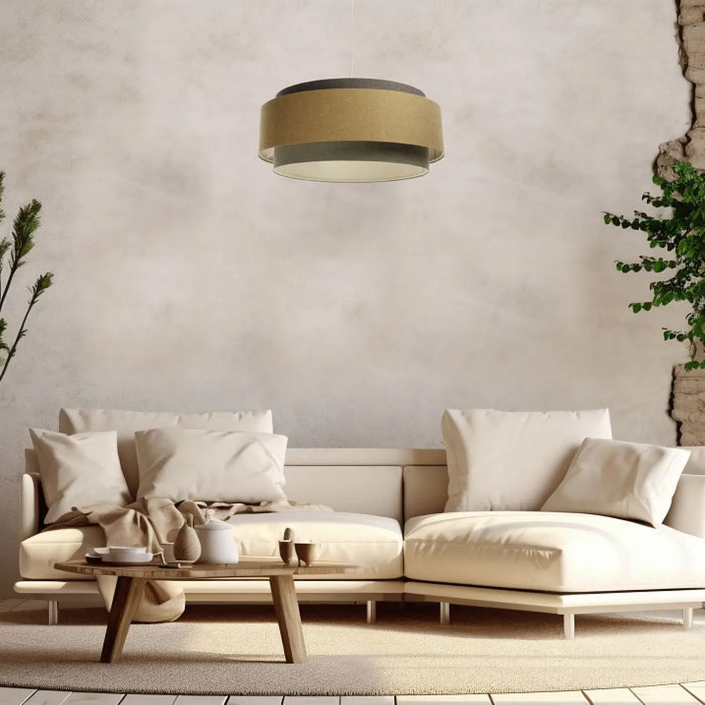 Suspension Luminaire Design - Doblo Boho Elegant (Gris Vert/ Marron Gris/ Ecru/Moutarde)