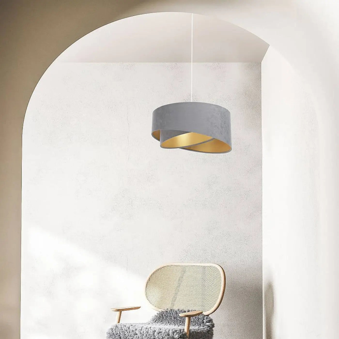Suspension Luminaire Design en Tissu - Galaxy Auric (Gris)