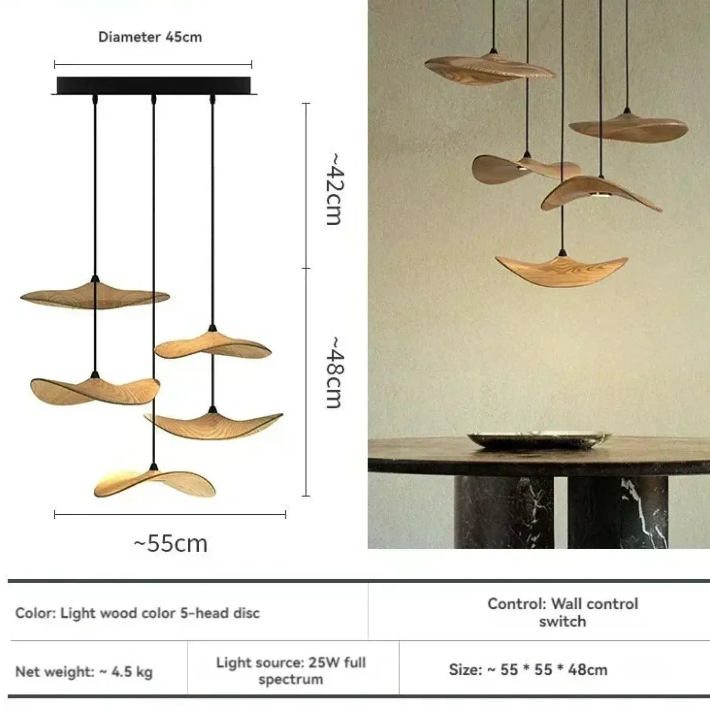 Suspension Luminaire Moderne en Bois - Carafter