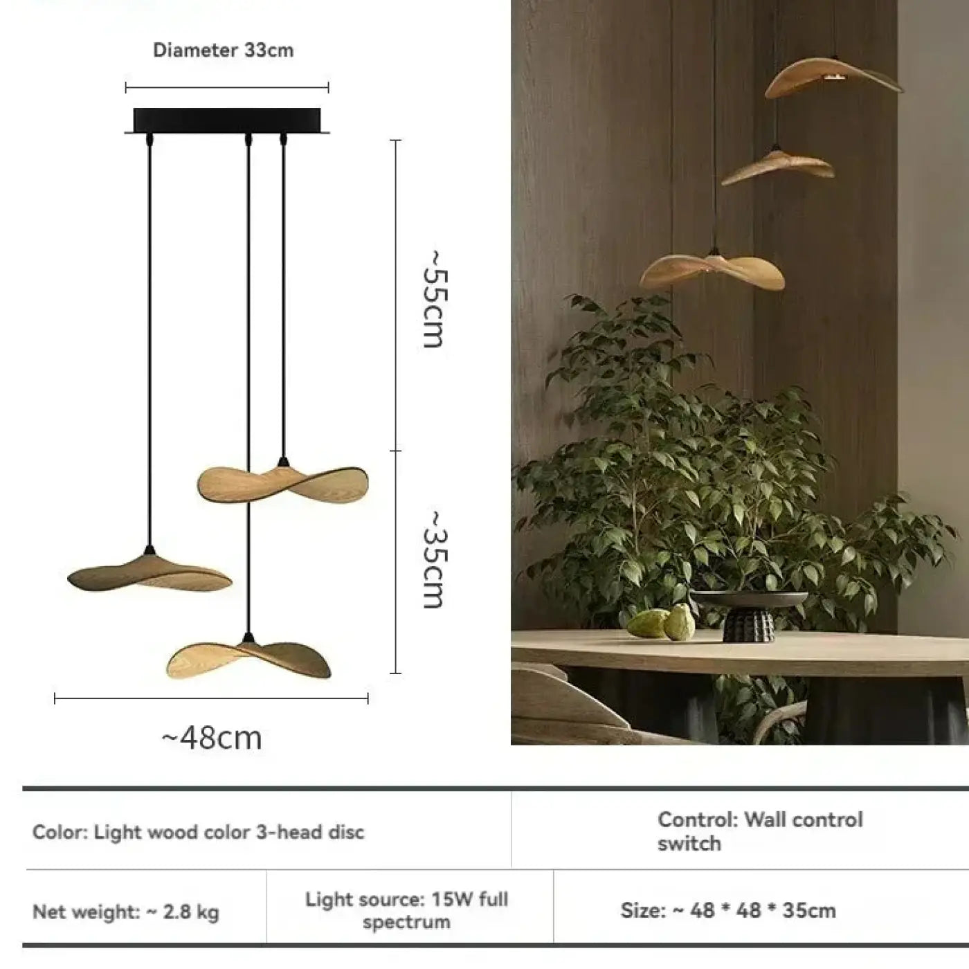Suspension Luminaire Moderne en Bois - Carafter
