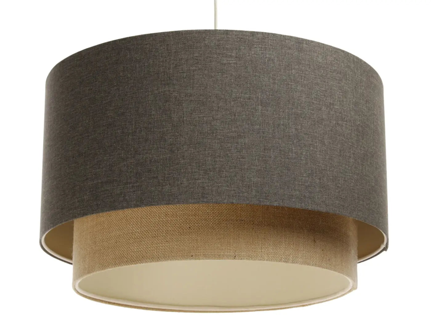 Suspension Luminaire en Tissu - Duo Boho Elegant (Marron Gris/Beige/Ecru)