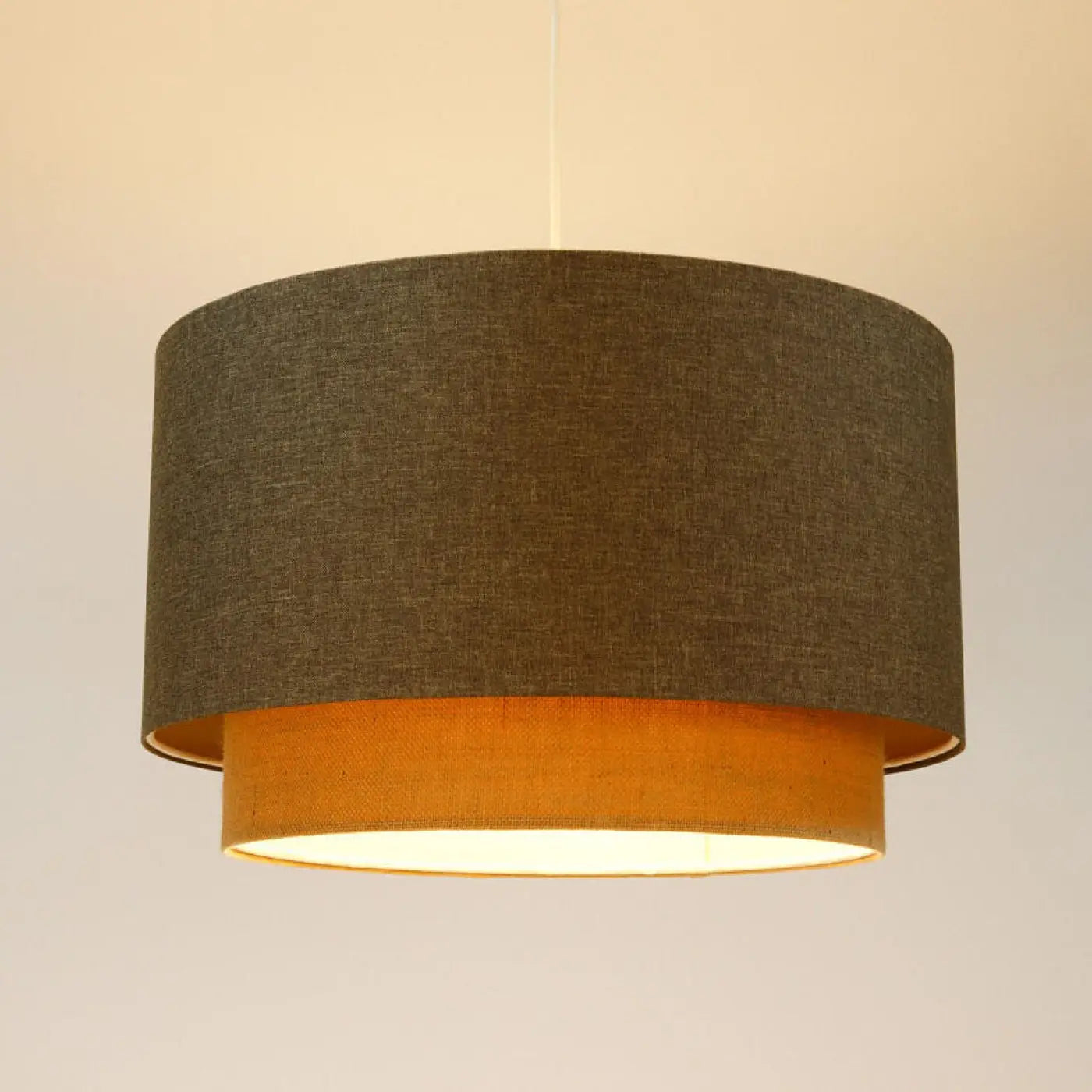 Suspension Luminaire en Tissu - Duo Boho Elegant (Marron Gris/Beige/Ecru)