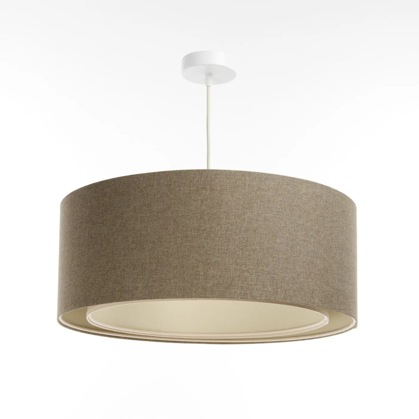 Suspension Luminaire Boheme en Tissu - Duo Boho Elegant (Marron Sable/Écru)