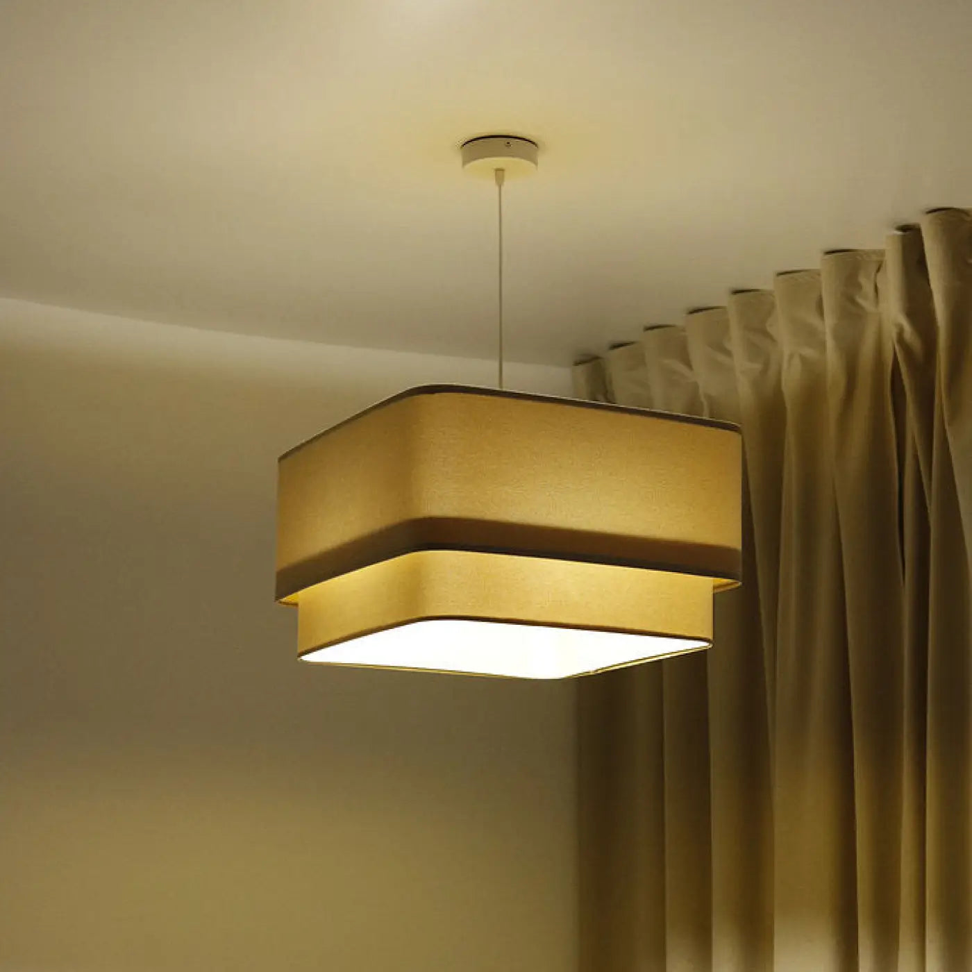 Suspension Luminaire Moderne - Kwadro Duo Velour (Beige)