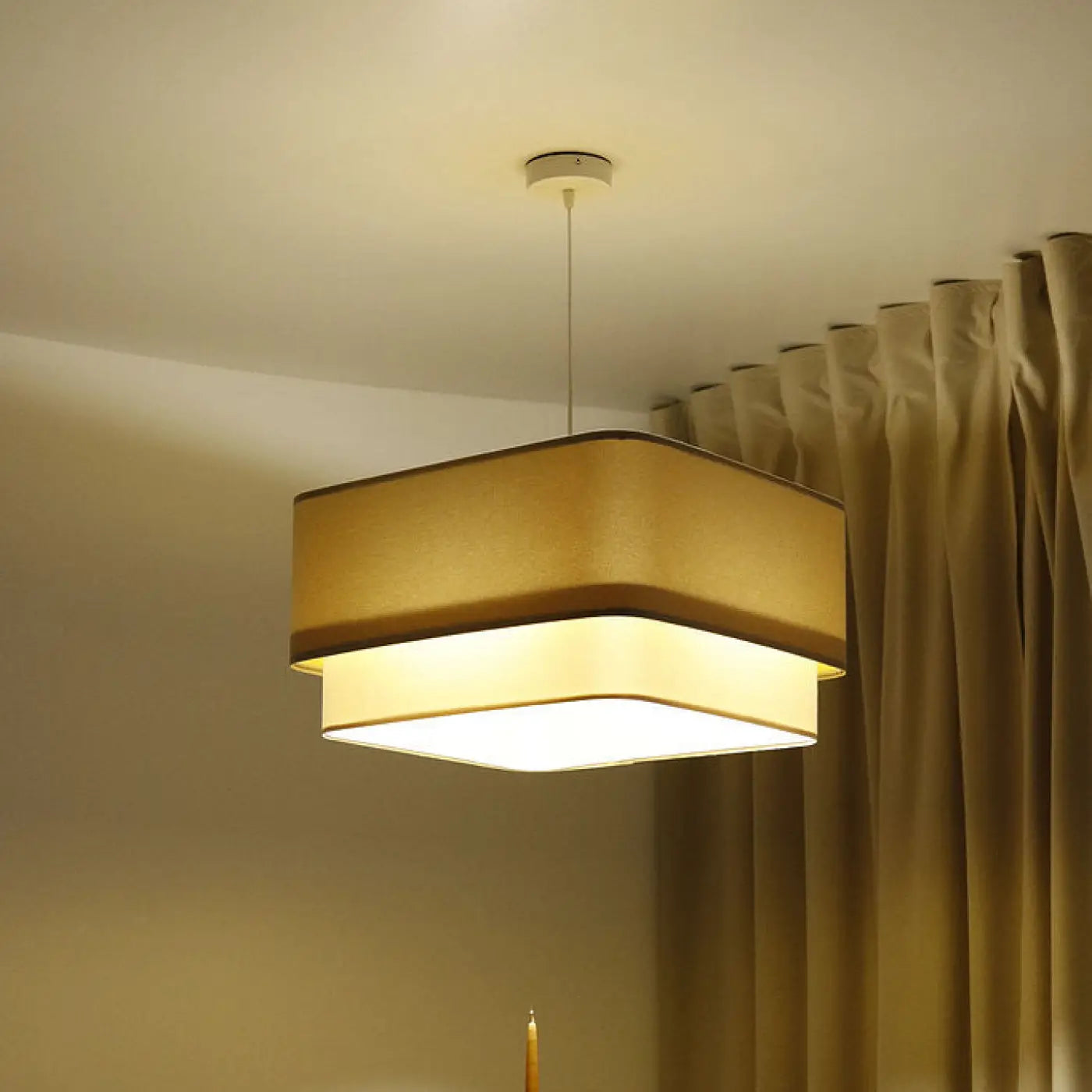 Suspension Luminaire Moderne - Kwadro Duo (Beige/Blanc)