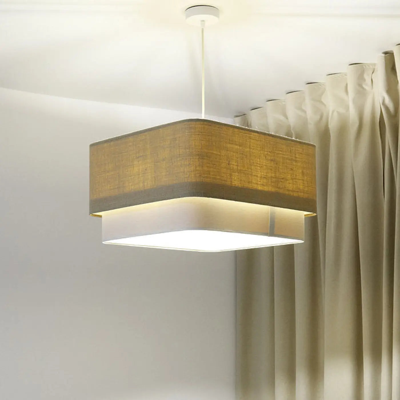 Suspension Luminaire Moderne - Kwadro Duo (Beige/Crème)