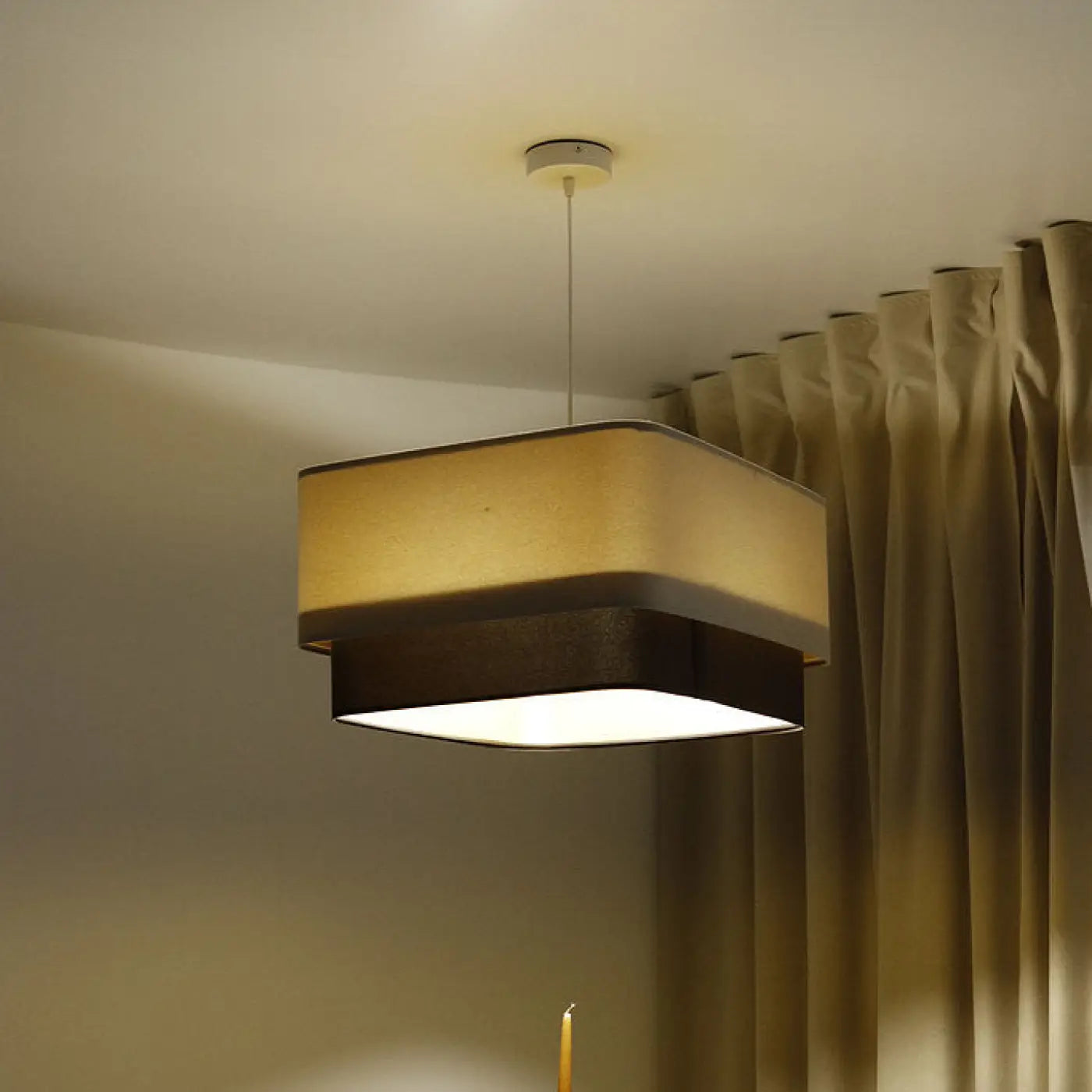 Suspension Luminaire Moderne - Kwadro Duo (Beige/Marron)