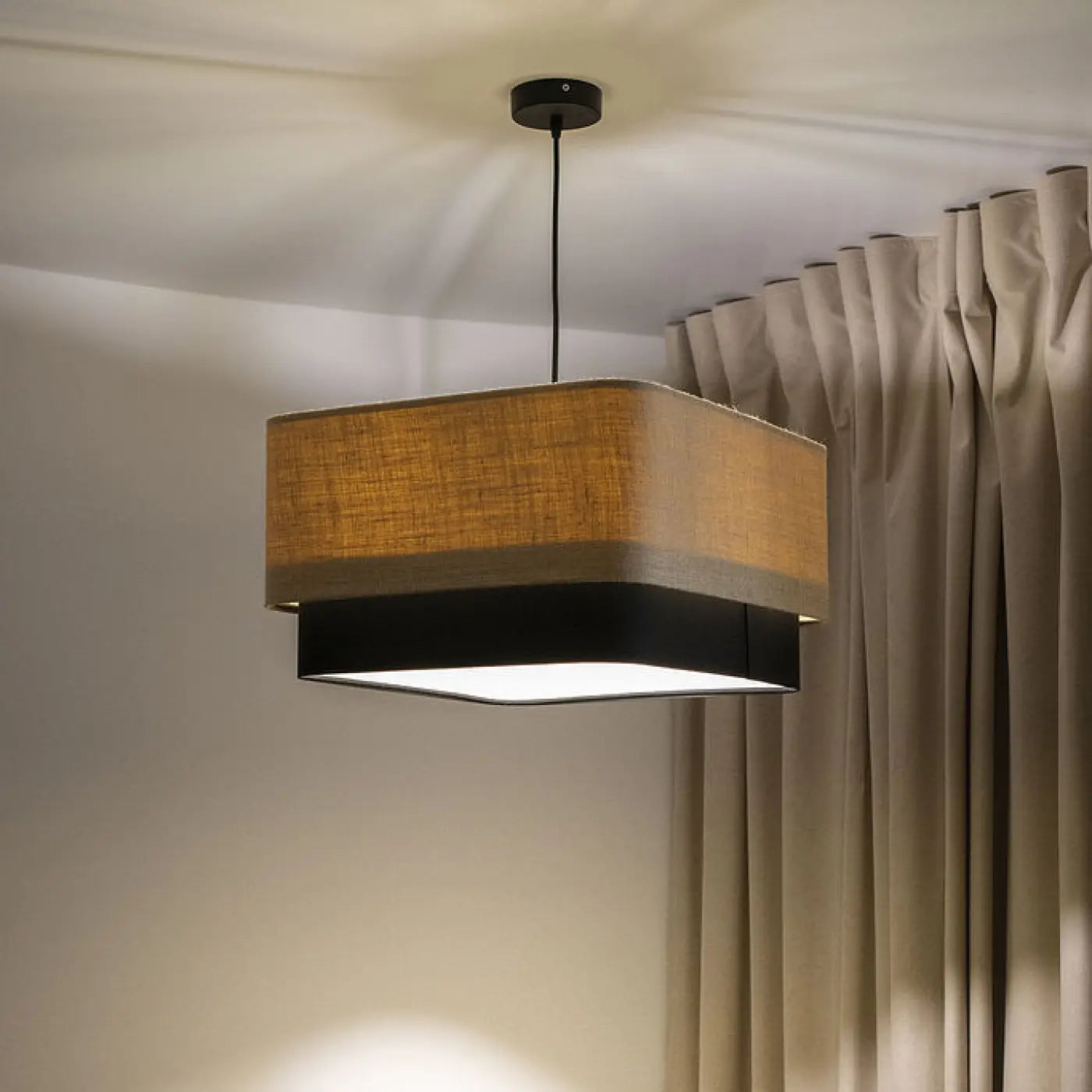 Suspension Luminaire Moderne - Kwadro Duo (Beige/Noir)