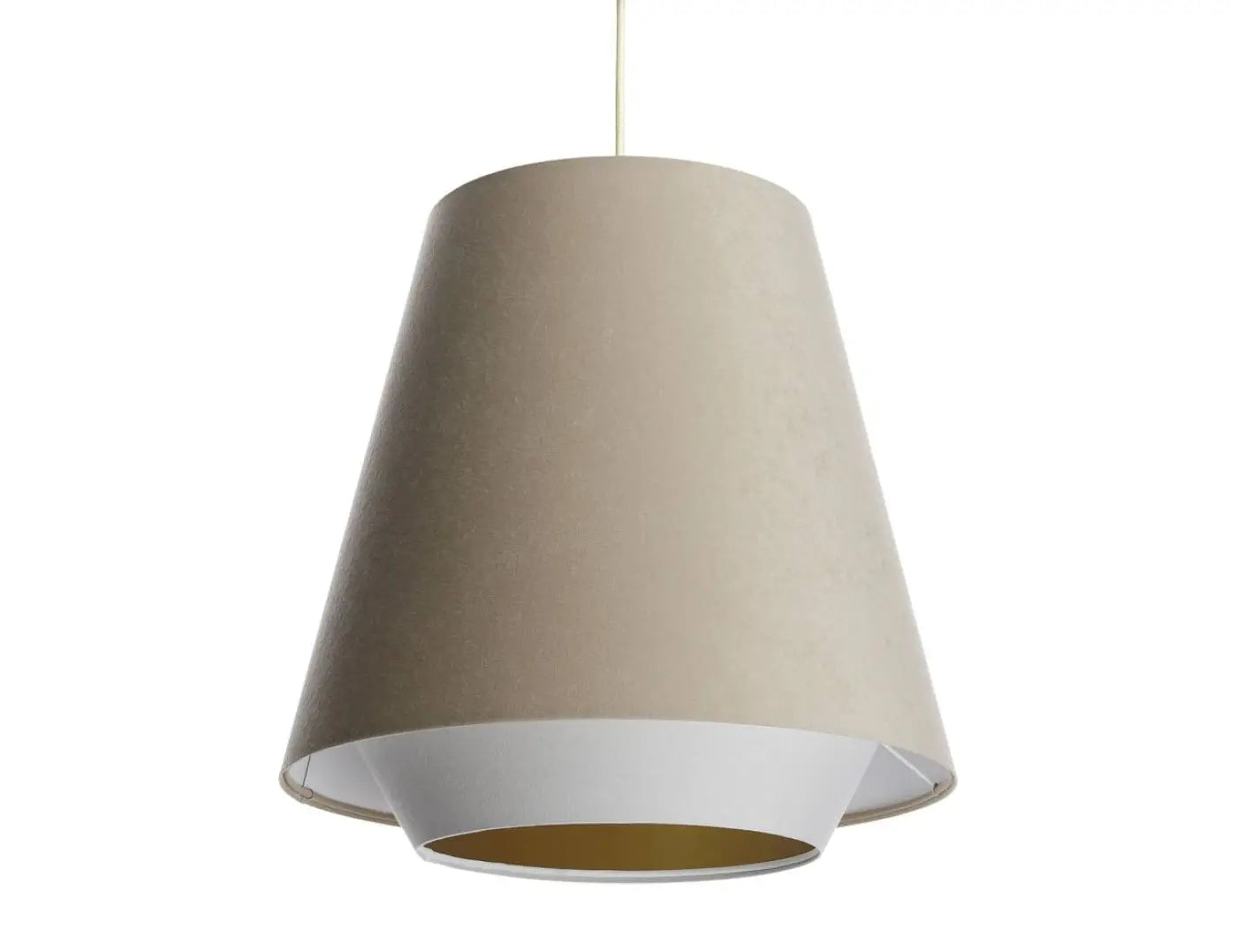 Suspension Luminaire Moderne en Tissu - Sensei Doblo (Beige/Blanc/Doré)