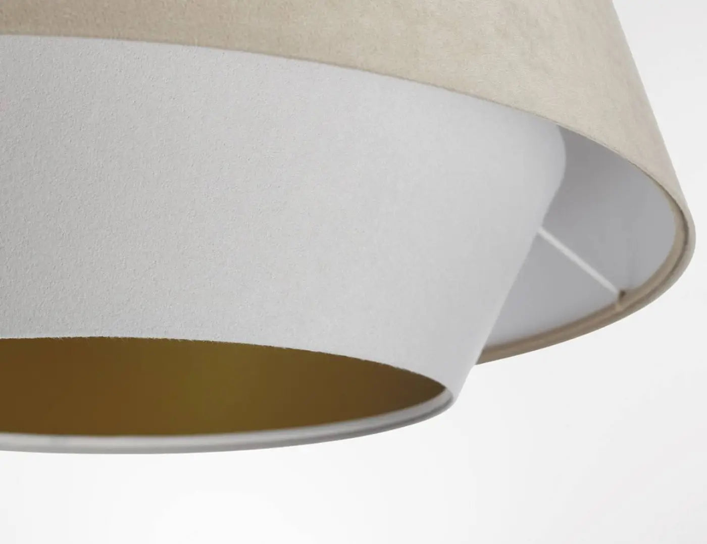 Suspension Luminaire Moderne en Tissu - Sensei Doblo (Beige/Blanc/Doré)