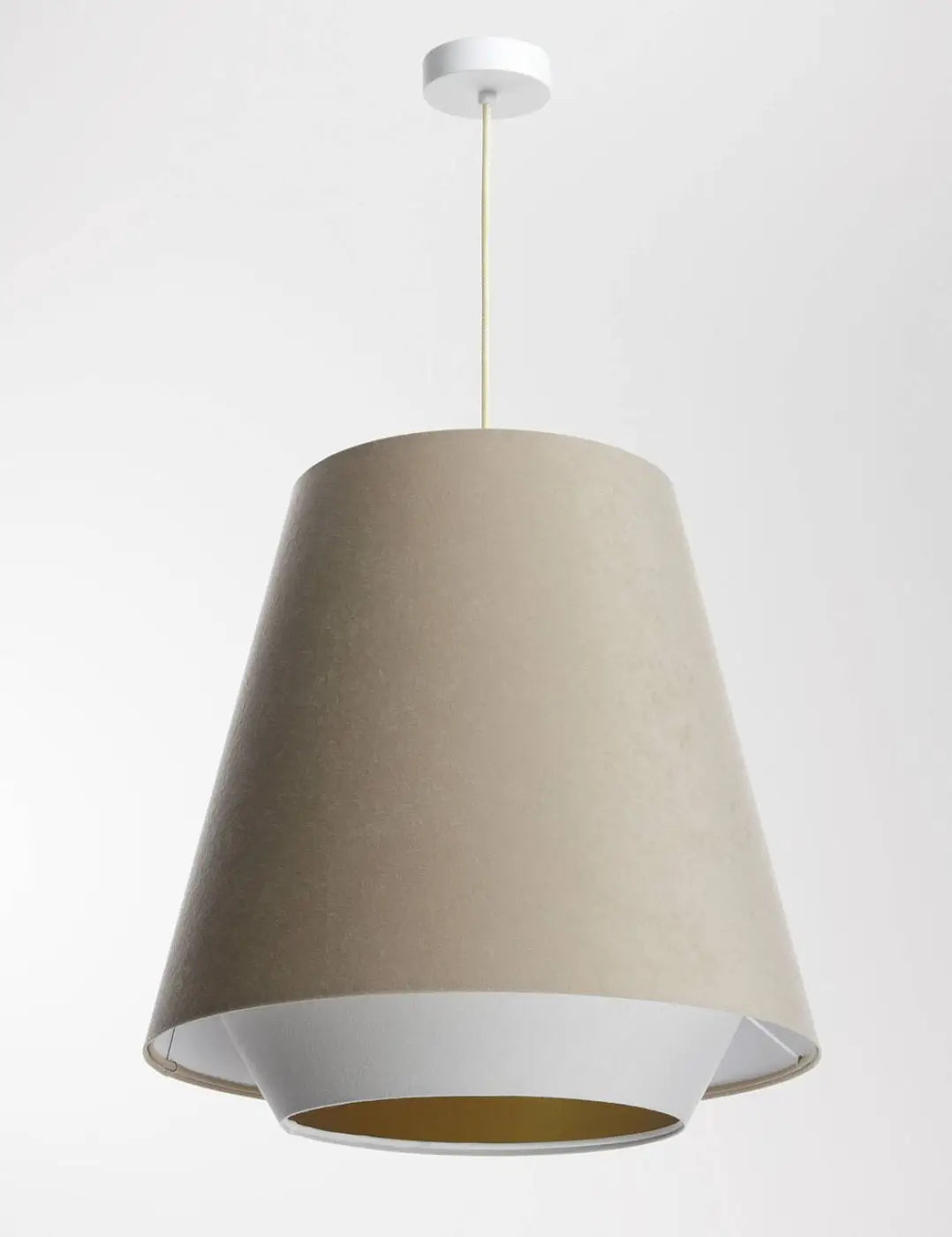 Suspension Luminaire Moderne en Tissu - Sensei Doblo (Beige/Blanc/Doré)
