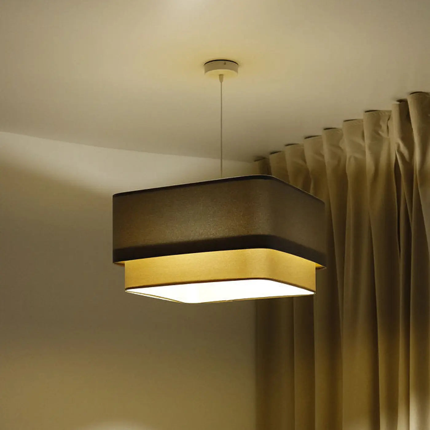 Suspension Luminaire Moderne - Kwadro Duo (Gris/Beige)