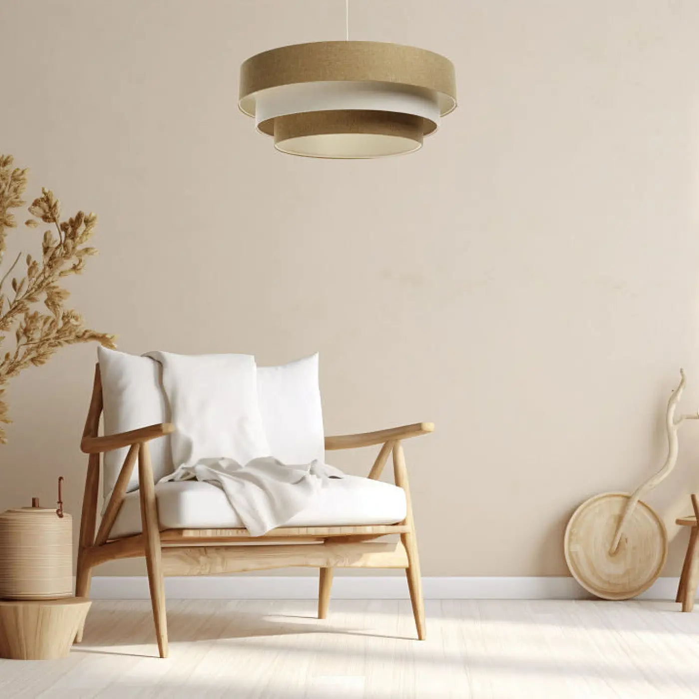 Suspension Luminaire Moderne - Triniti Boho Elegant (Moutarde/Crème/Ecru)