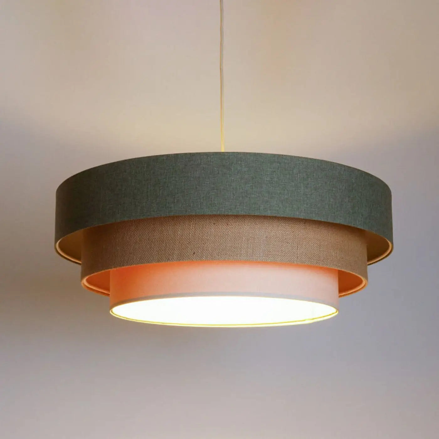 Suspension Luminaire Moderne - Triniti Boho Elegant (Vert Gris/Crème/Beige)