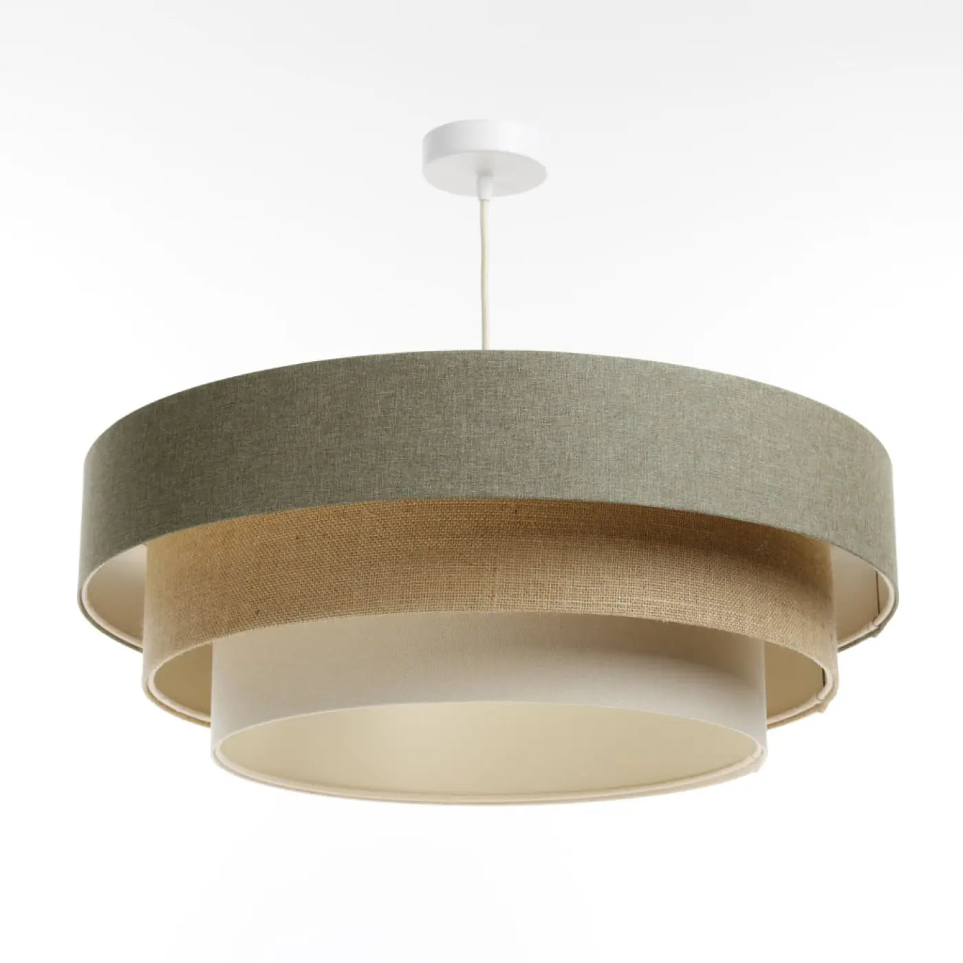 Suspension Luminaire Moderne - Triniti Boho Elegant (Vert Gris/Crème/Beige)