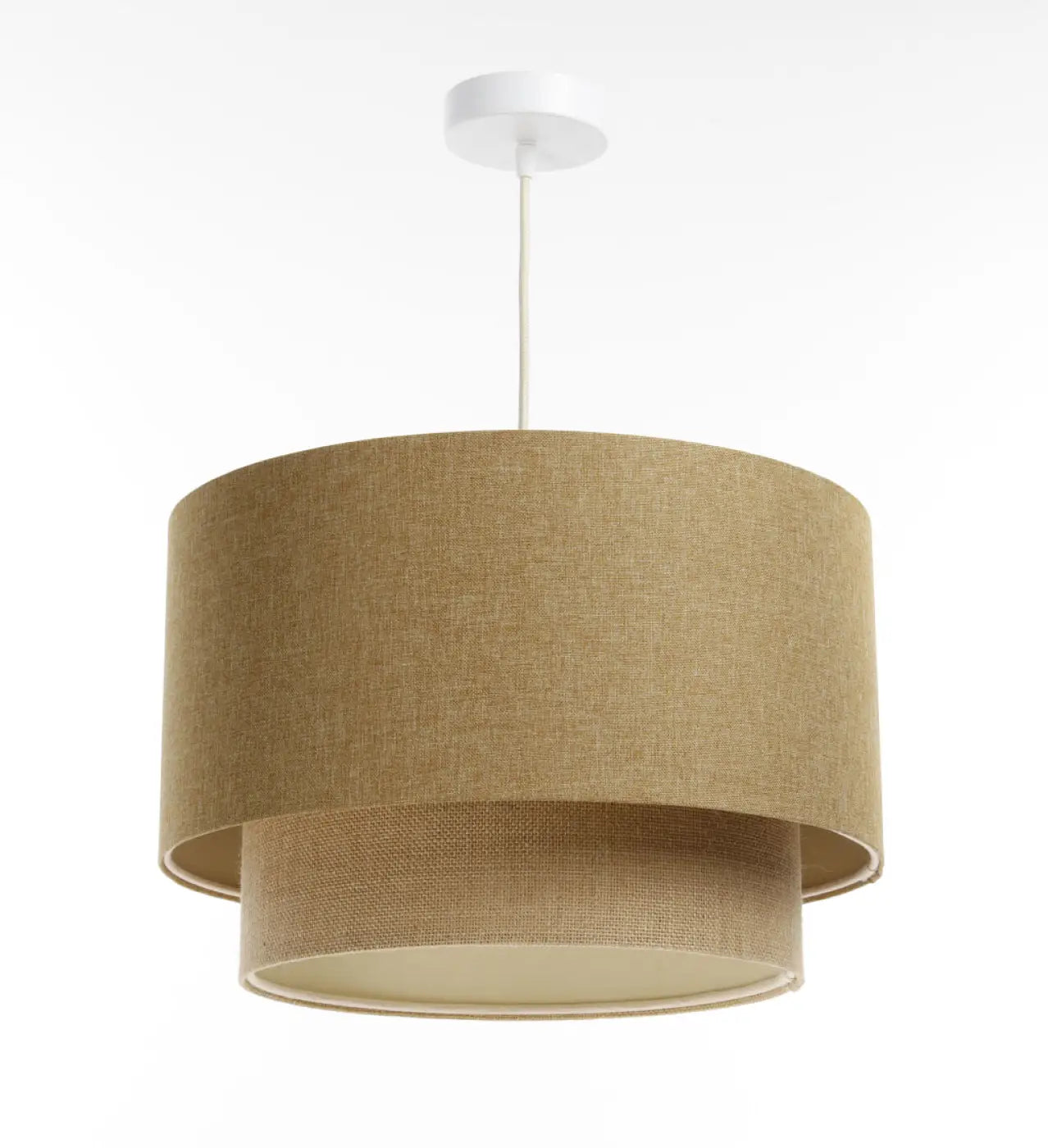 Suspension Luminaire Chic en Tissu - Duo Boho Elegant (Moutarde/Beige/Ecru)