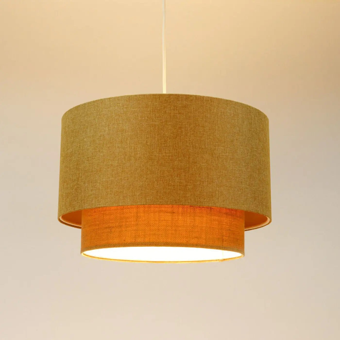 Suspension Luminaire Chic en Tissu - Duo Boho Elegant (Moutarde/Beige/Ecru)