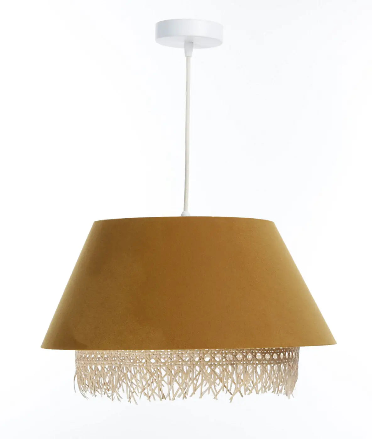 Suspension Luminaire Moderne en Rotin - Sensei Rattan (Moutarde)