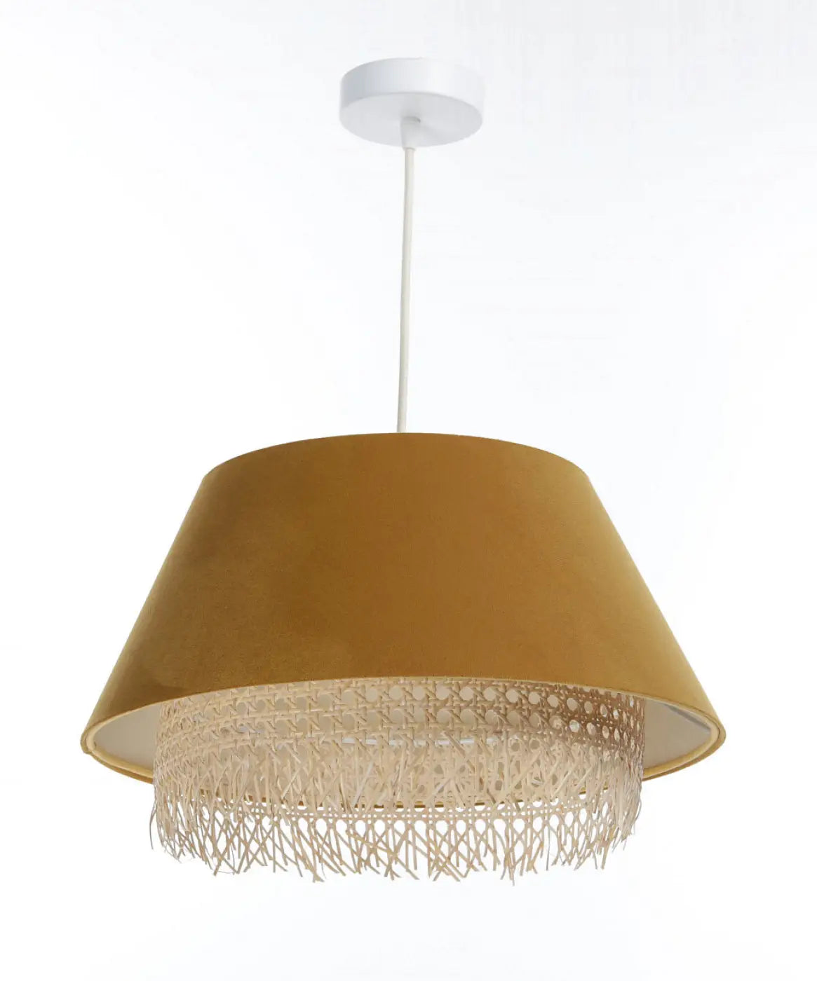 Suspension Luminaire Moderne en Rotin - Sensei Rattan (Moutarde)