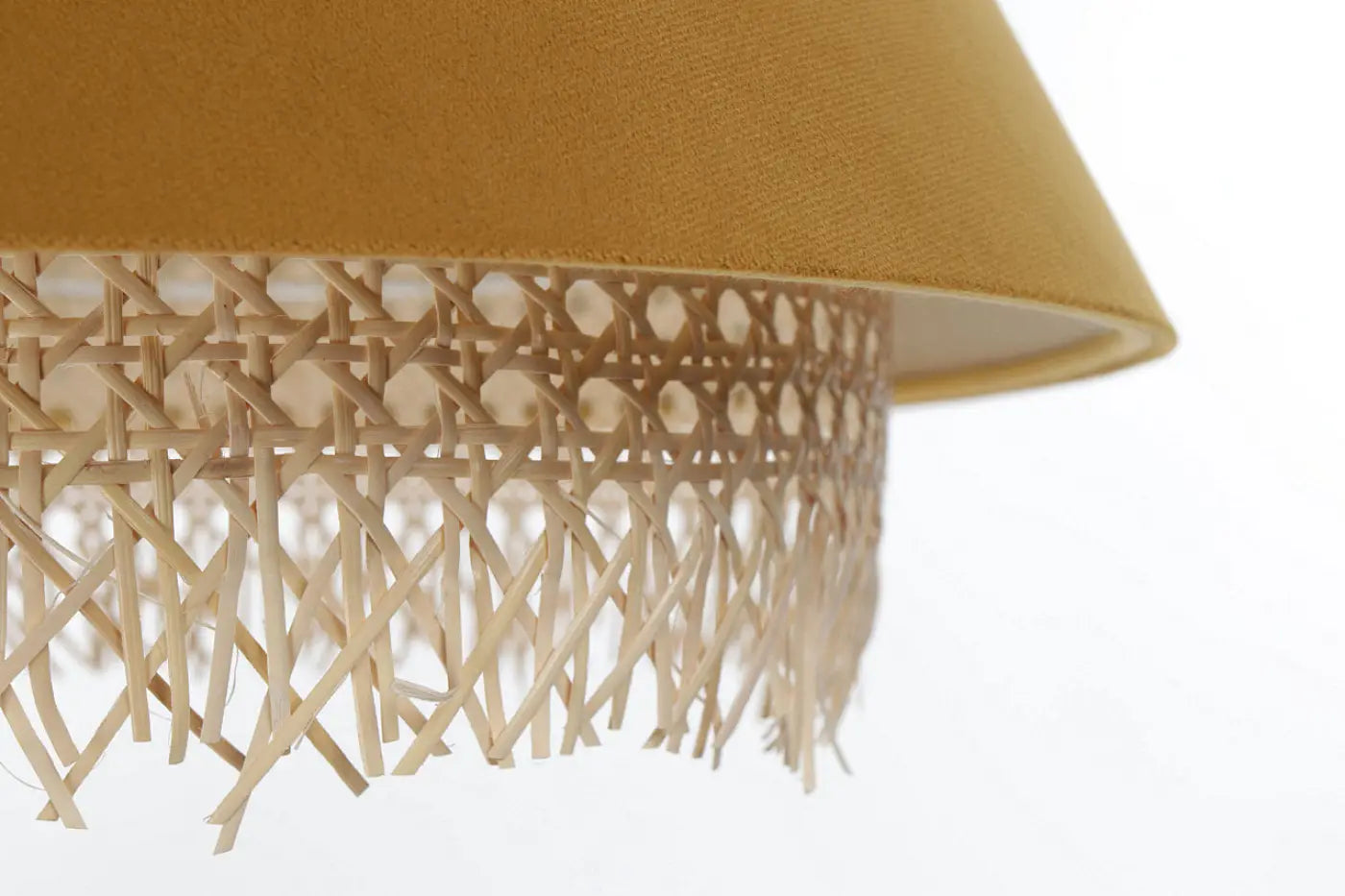 Suspension Luminaire Moderne en Rotin - Sensei Rattan (Moutarde)