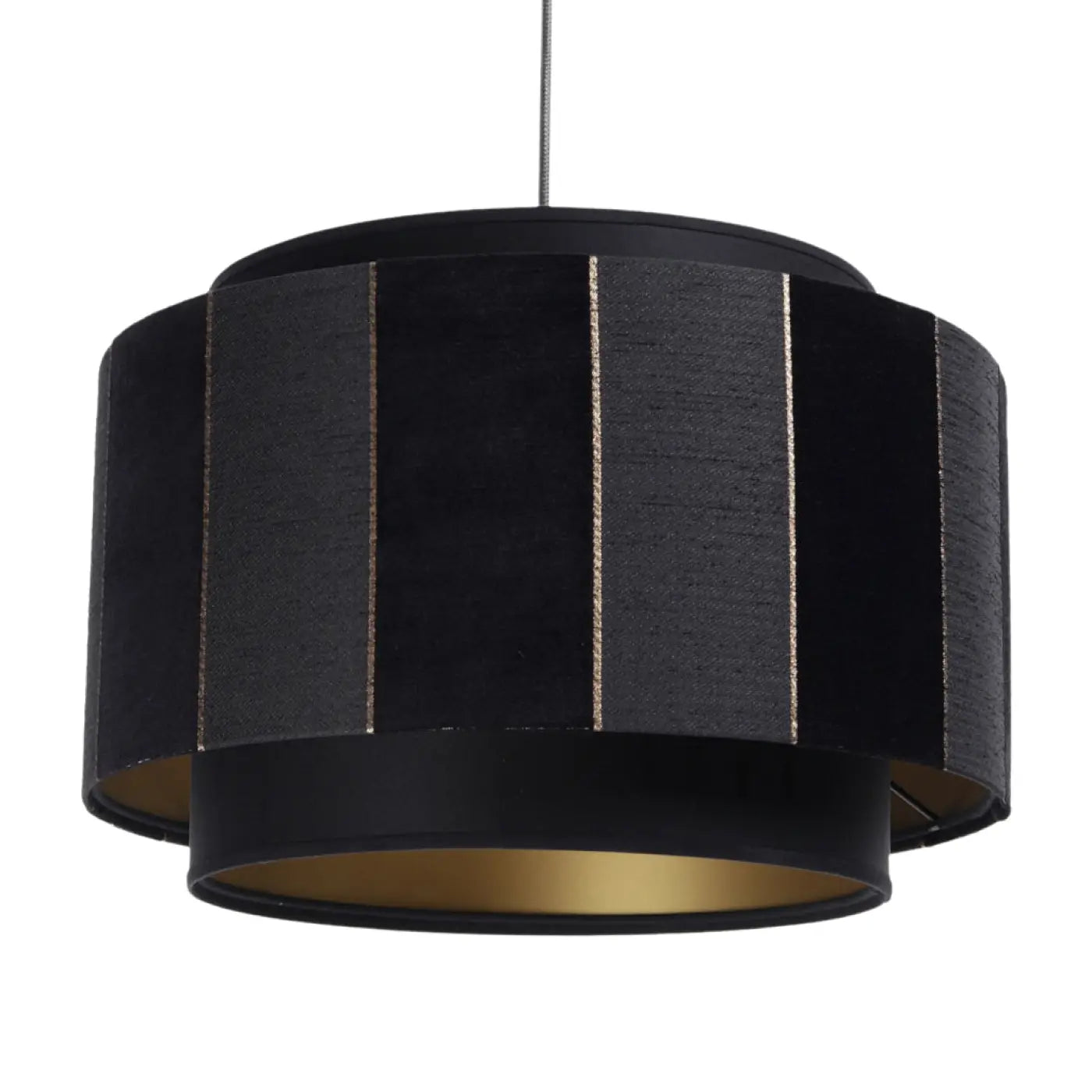 Suspension Luminaire en Tissu - Doblo (Noir/Doré)