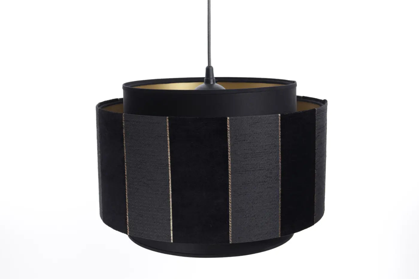 Suspension Luminaire en Tissu - Doblo (Noir/Doré)