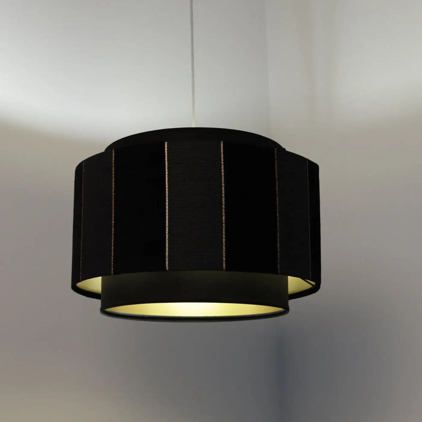 Suspension Luminaire en Tissu - Doblo (Noir/Doré)
