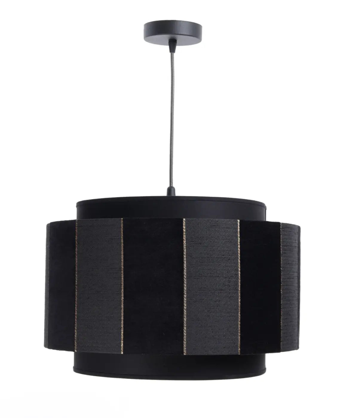 Suspension Luminaire en Tissu - Doblo (Noir/Doré)