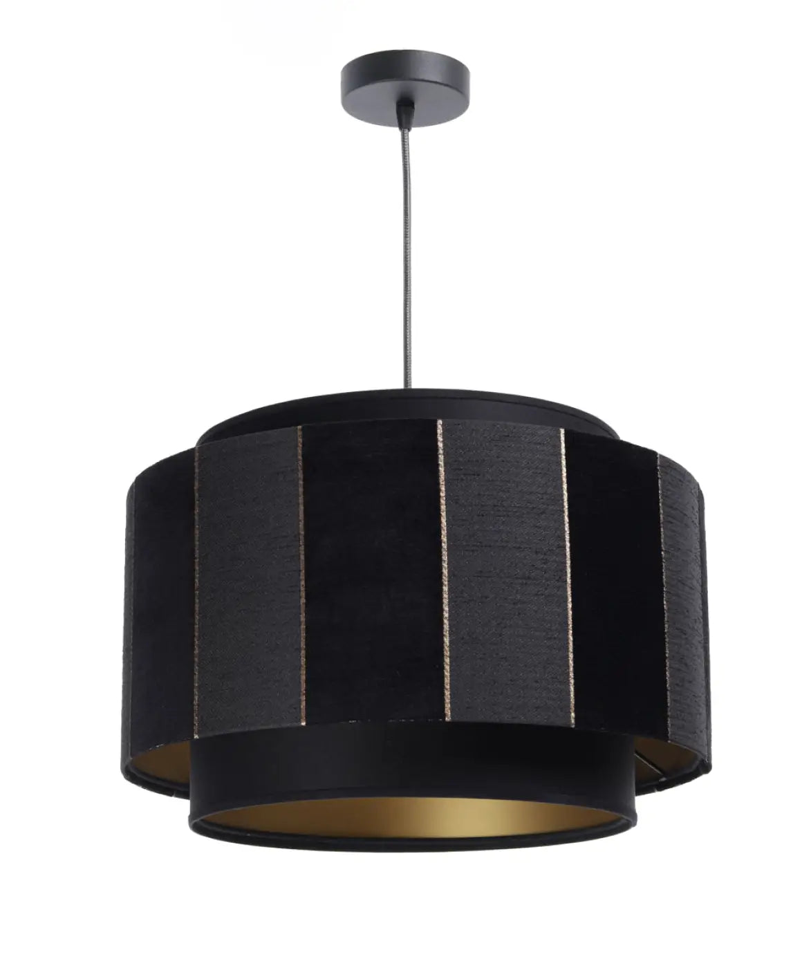Suspension Luminaire en Tissu - Doblo (Noir/Doré)