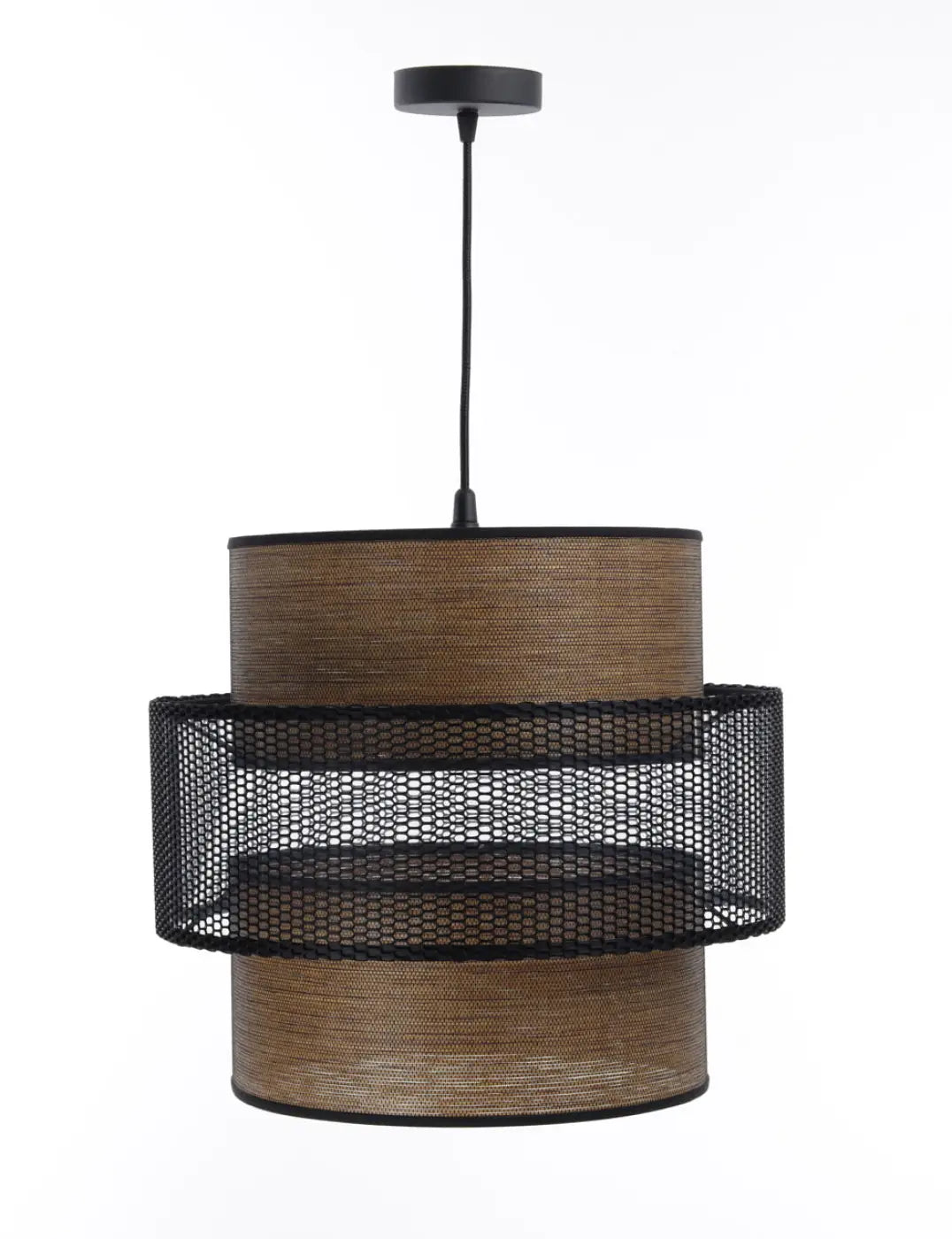 Suspension Luminaire en Tissu - Doblo (Marron/Noir)