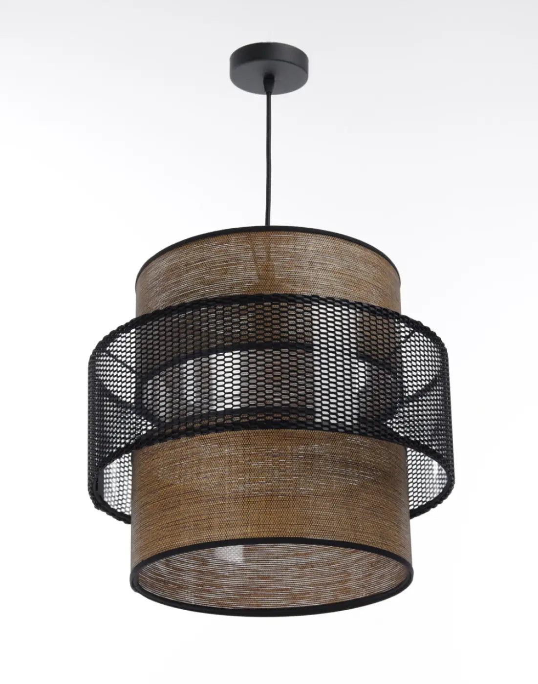 Suspension Luminaire en Tissu - Doblo (Marron/Noir)