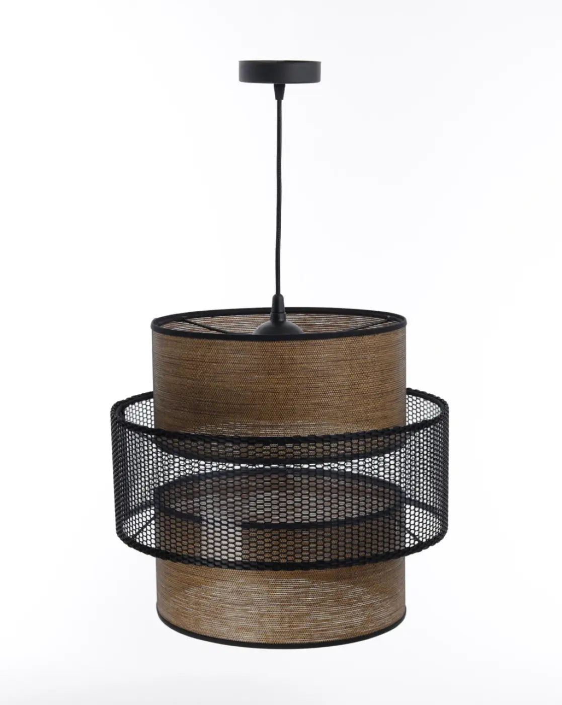 Suspension Luminaire en Tissu - Doblo (Marron/Noir)