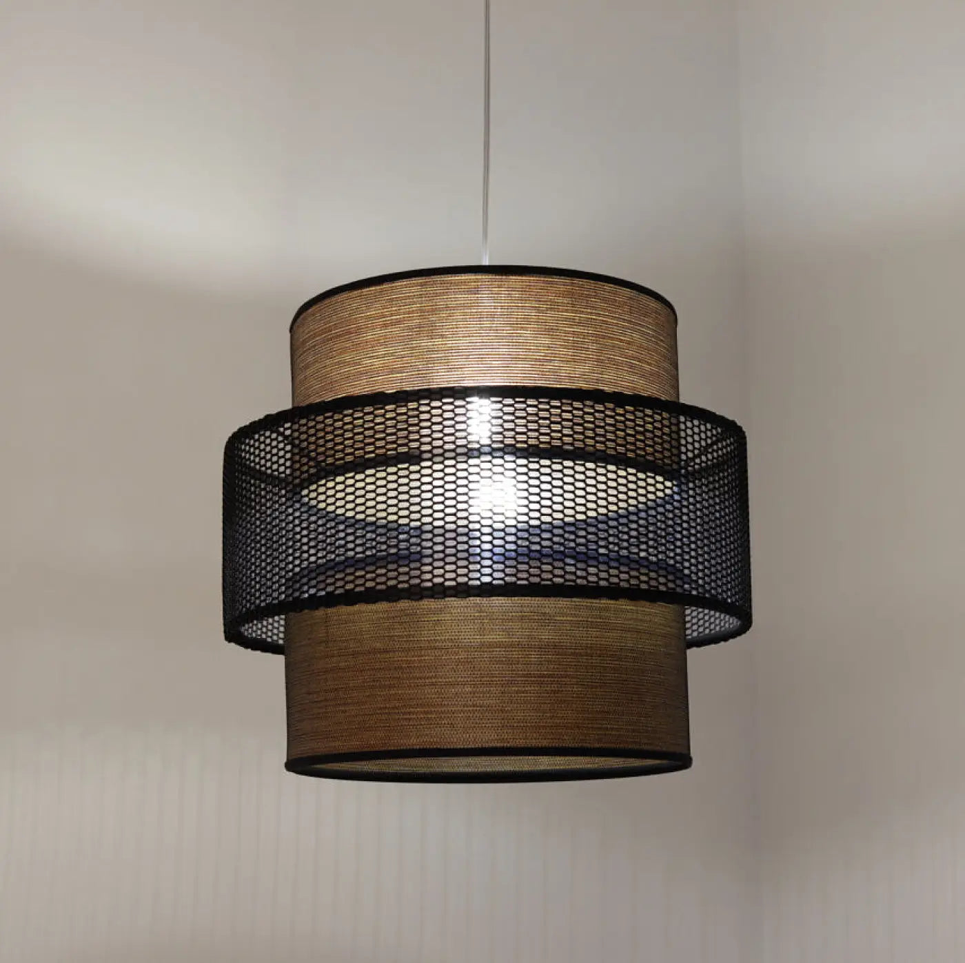 Suspension Luminaire en Tissu - Doblo (Marron/Noir)