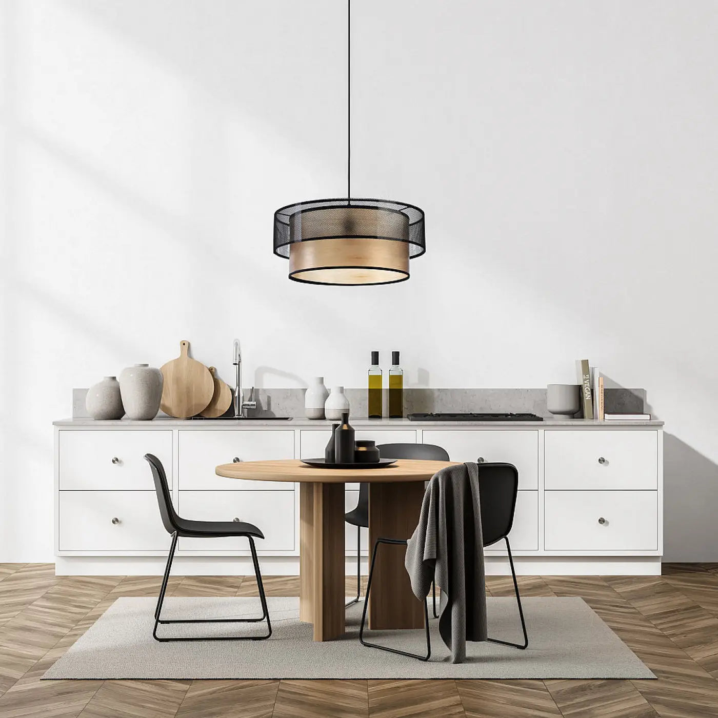 Suspension Luminaire - Duo (Noir/Beige)