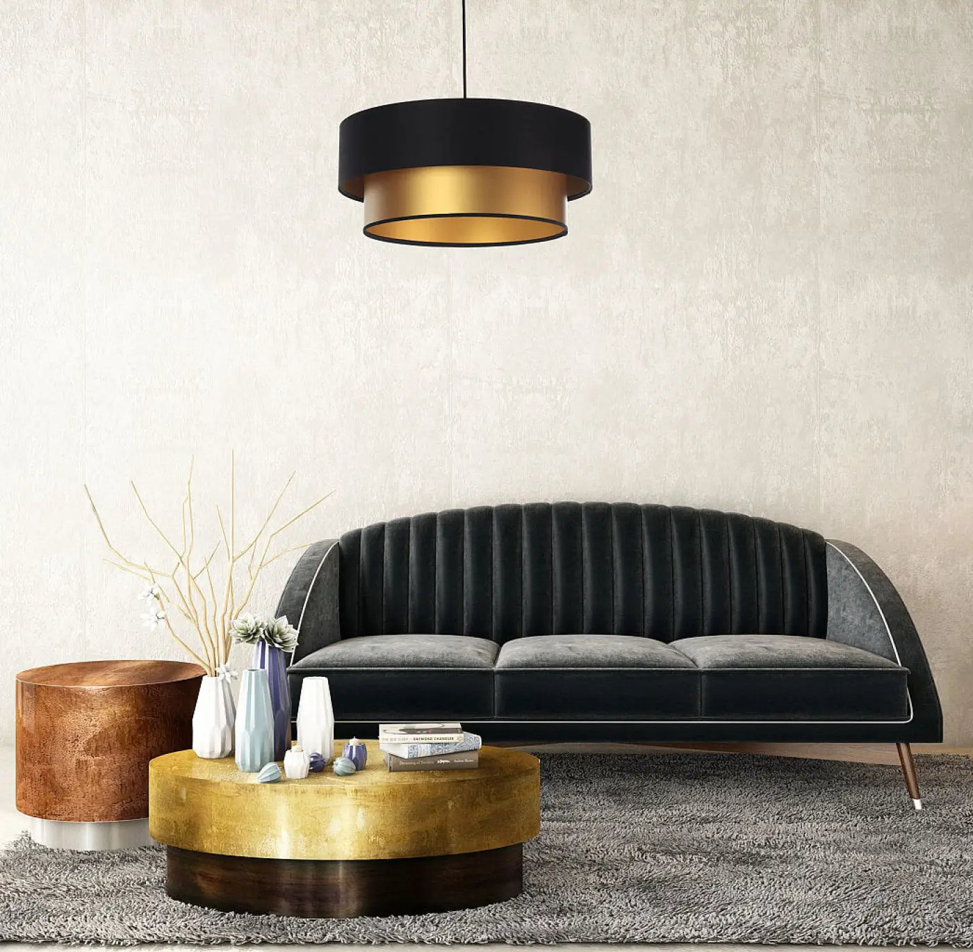 Suspension Luminaire Chic - Duo (Noir/Doré)