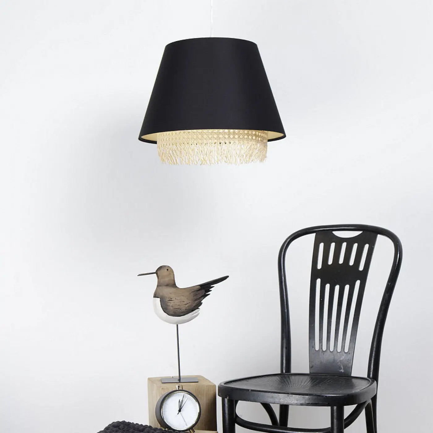 Suspension Luminaire Moderne en Rotin - Sensei Rattan (Noir)