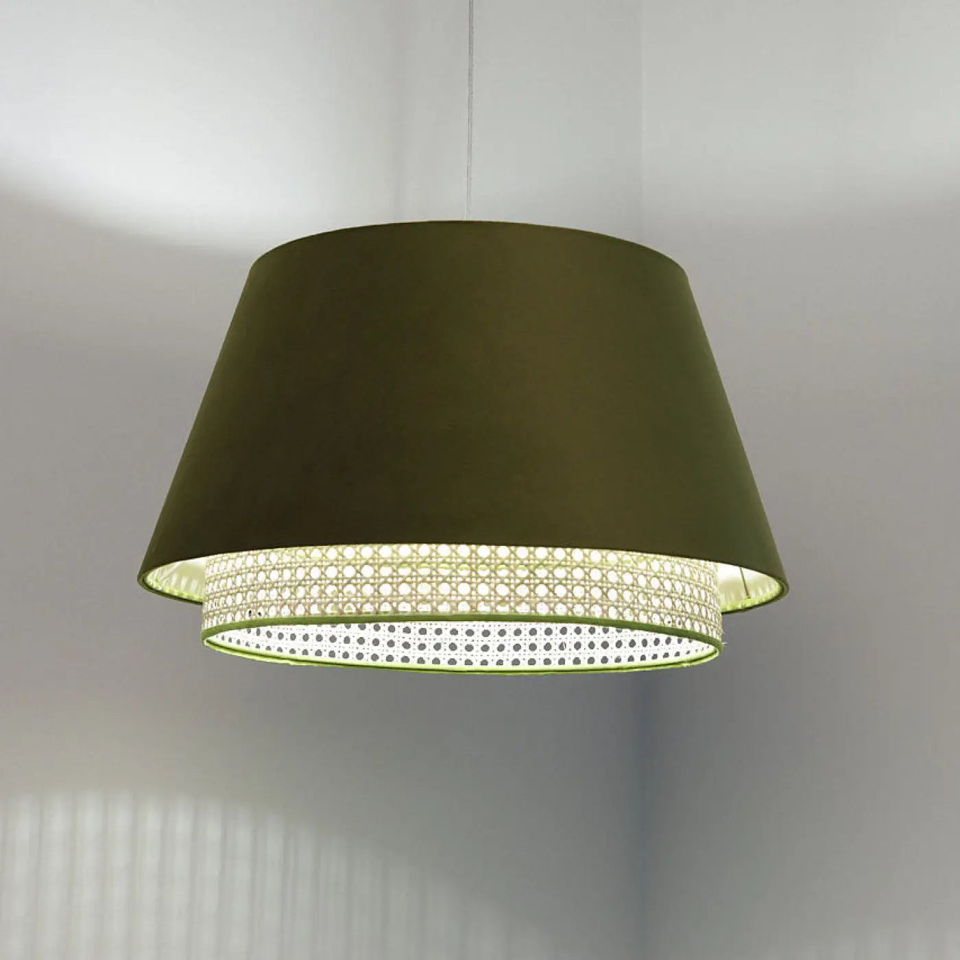 Suspension Luminaire Moderne en Rotin - Sensei Rattan (Olive)