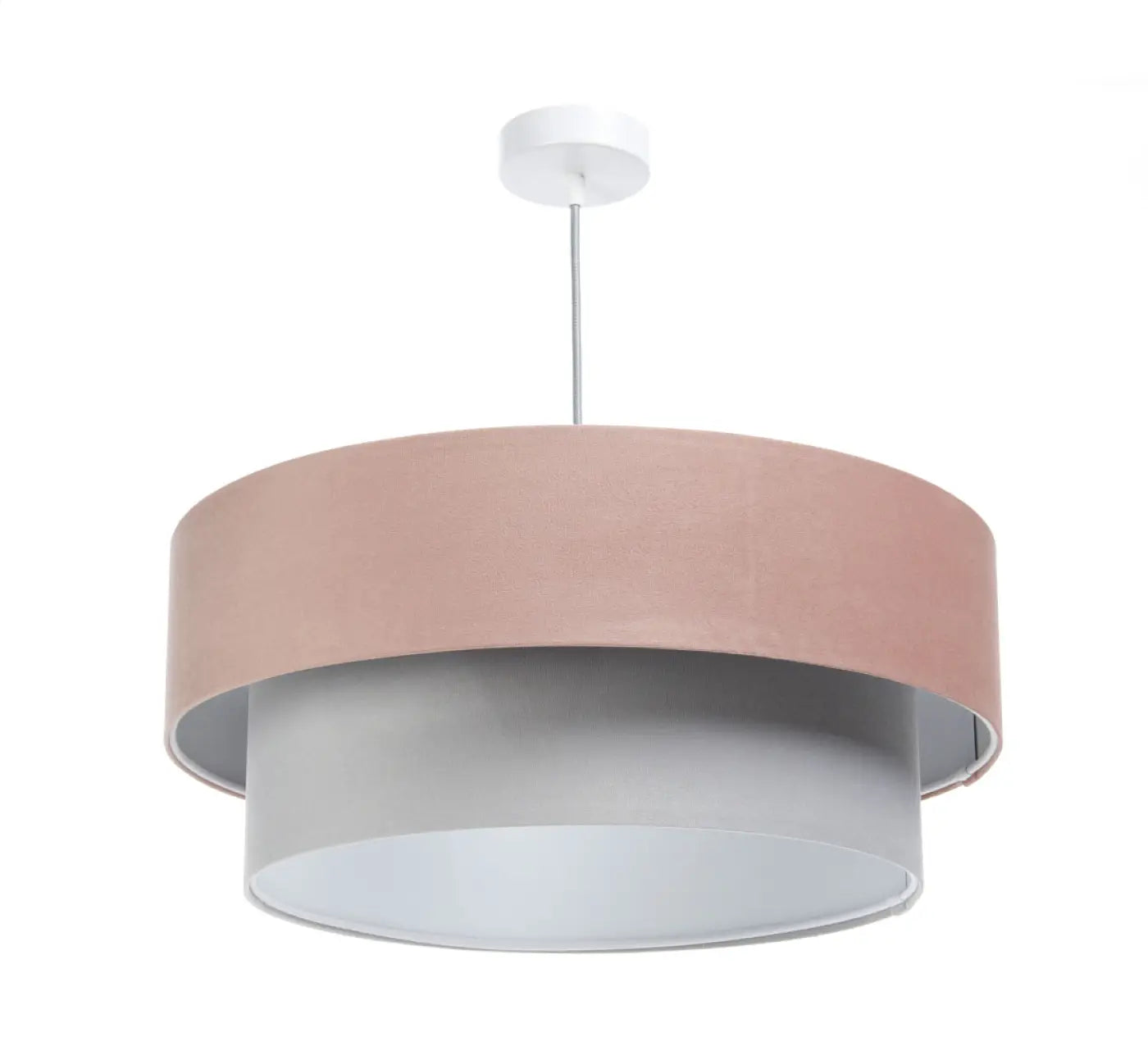 Suspension Luminaire Elegant en Tissu - Duo Jasmin (Rose/Gris/Gris Clair)
