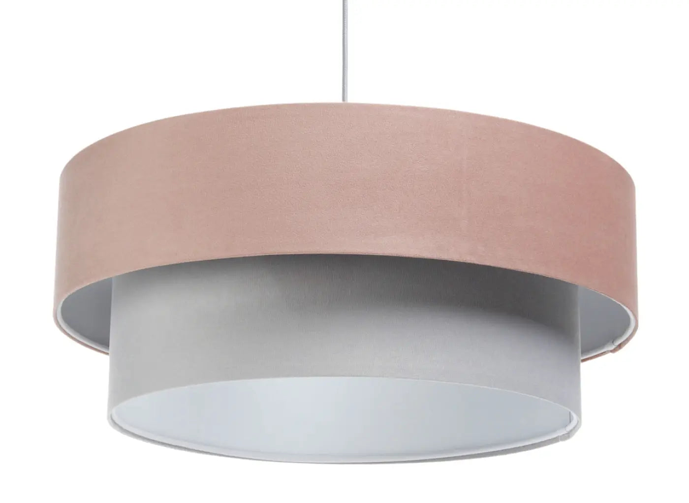 Suspension Luminaire Elegant en Tissu - Duo Jasmin (Rose/Gris/Gris Clair)