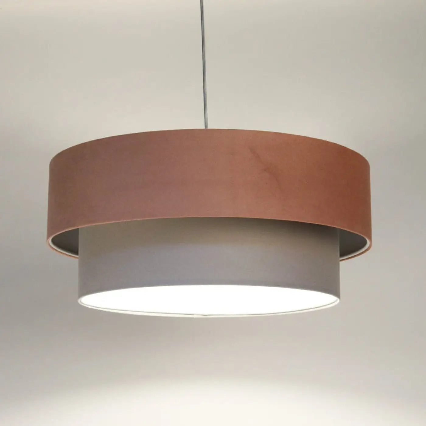 Suspension Luminaire Elegant en Tissu - Duo Jasmin (Rose/Gris/Gris Clair)