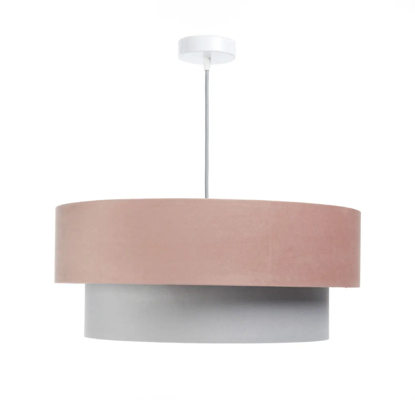 Suspension Luminaire Elegant en Tissu - Duo Jasmin (Rose/Gris/Gris Clair)