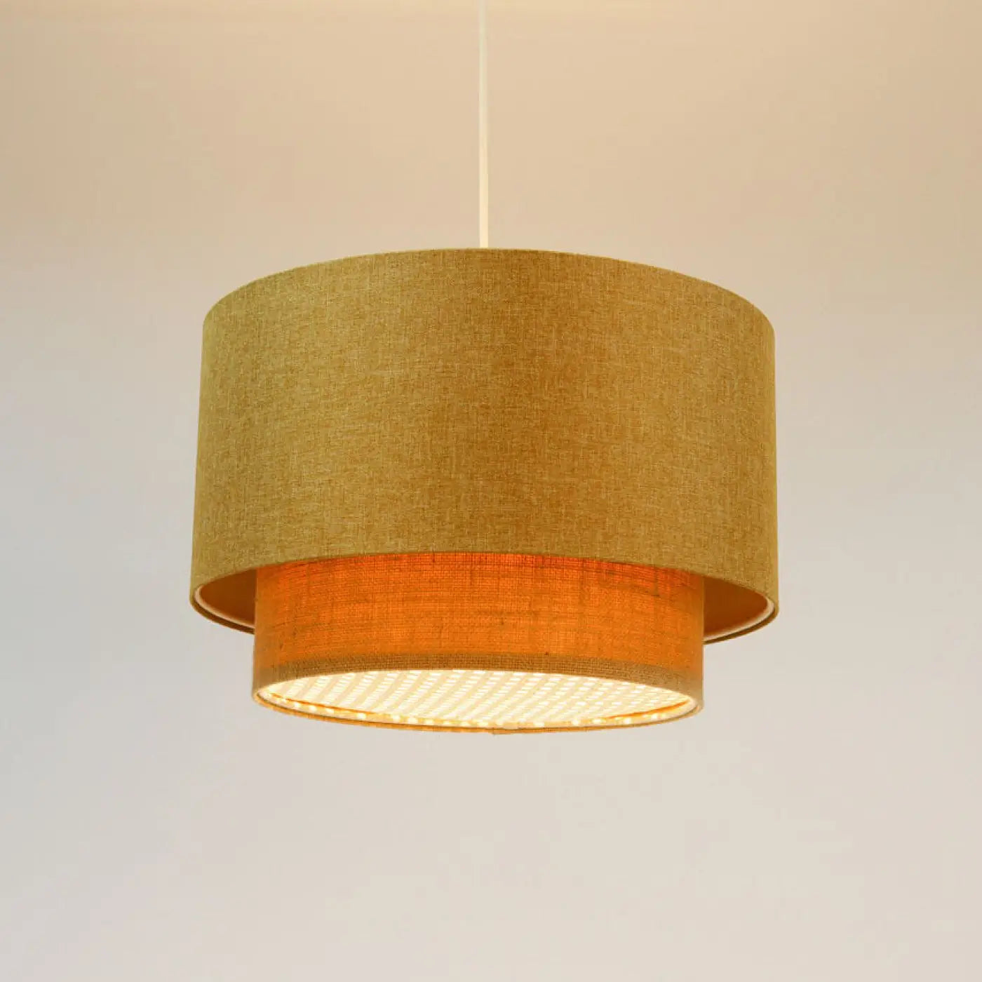 Suspension Luminaire en Rotin - Duo Rotin (Jaune/Beige/Ecru)