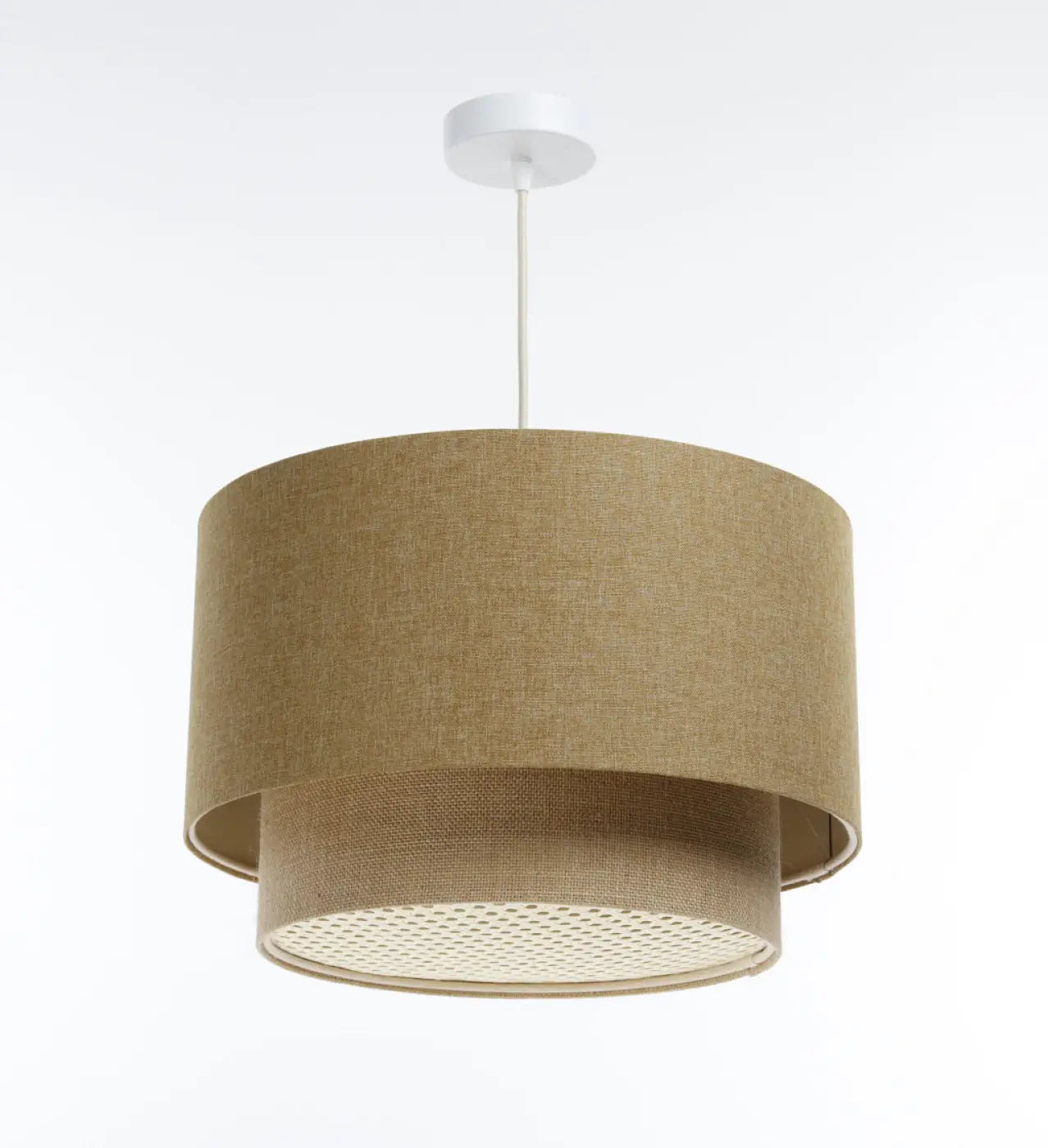 Suspension Luminaire en Rotin - Duo Rotin (Jaune/Beige/Ecru)