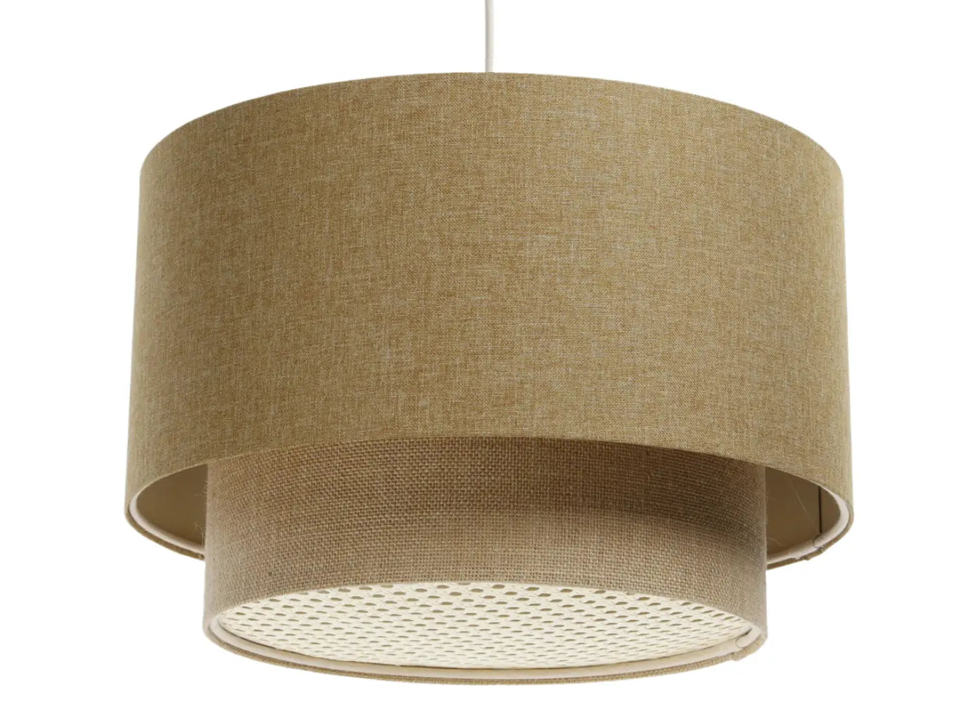 Suspension Luminaire en Rotin - Duo Rotin (Jaune/Beige/Ecru)