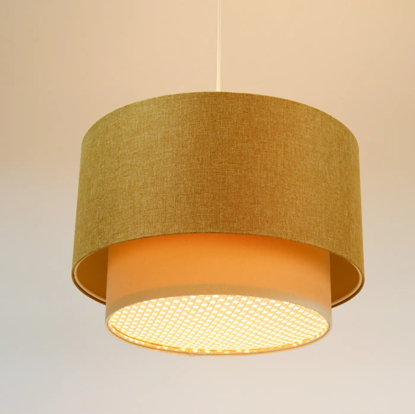 Suspension Luminaire en Rotin - Rattan Diffuser – (Jaune Moutarde/Crème/Ecru)