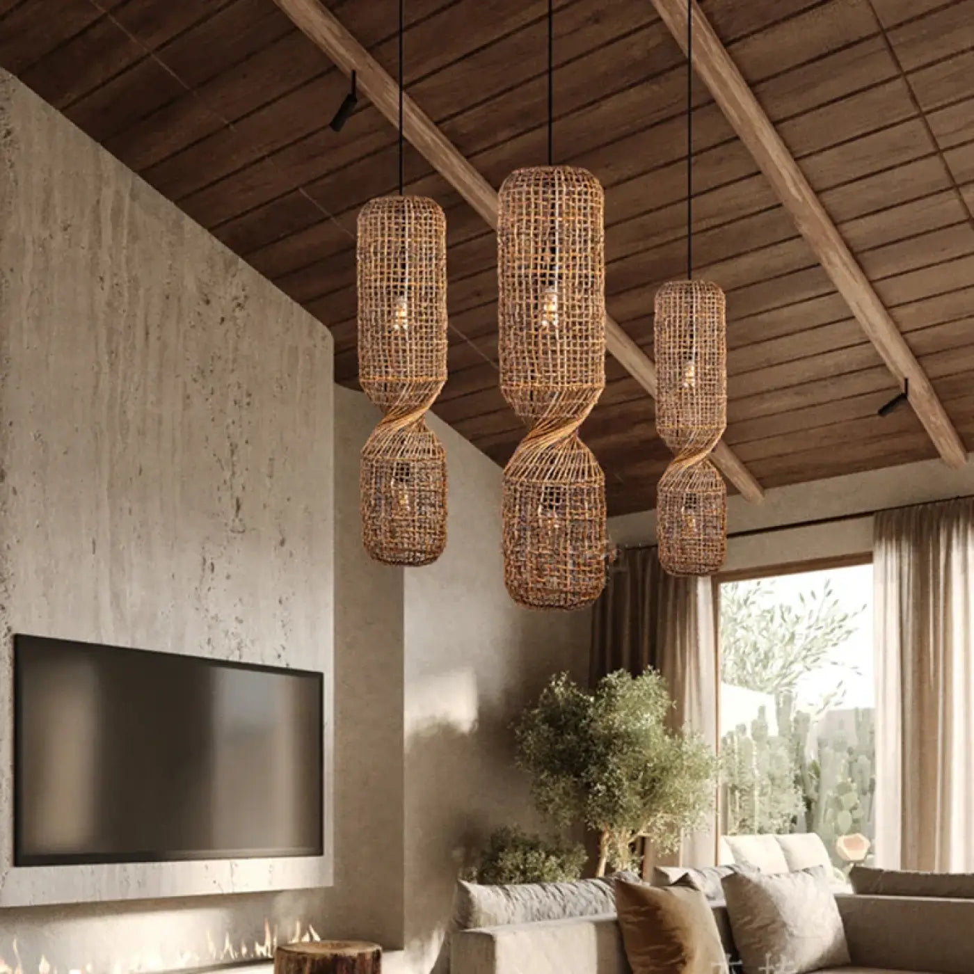 Suspension Luminaire Moderne en Rotin - Mosay